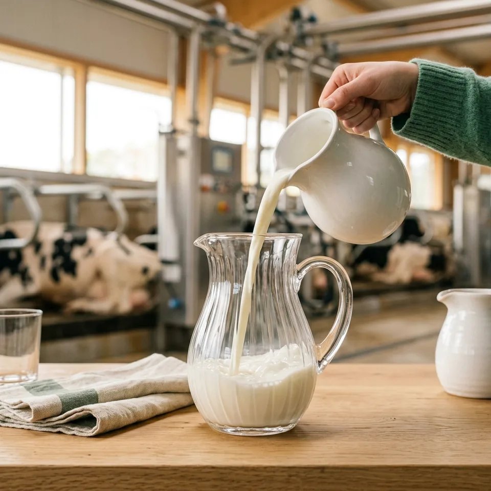 Dairy operations visual showing milk collection in a dairy facility