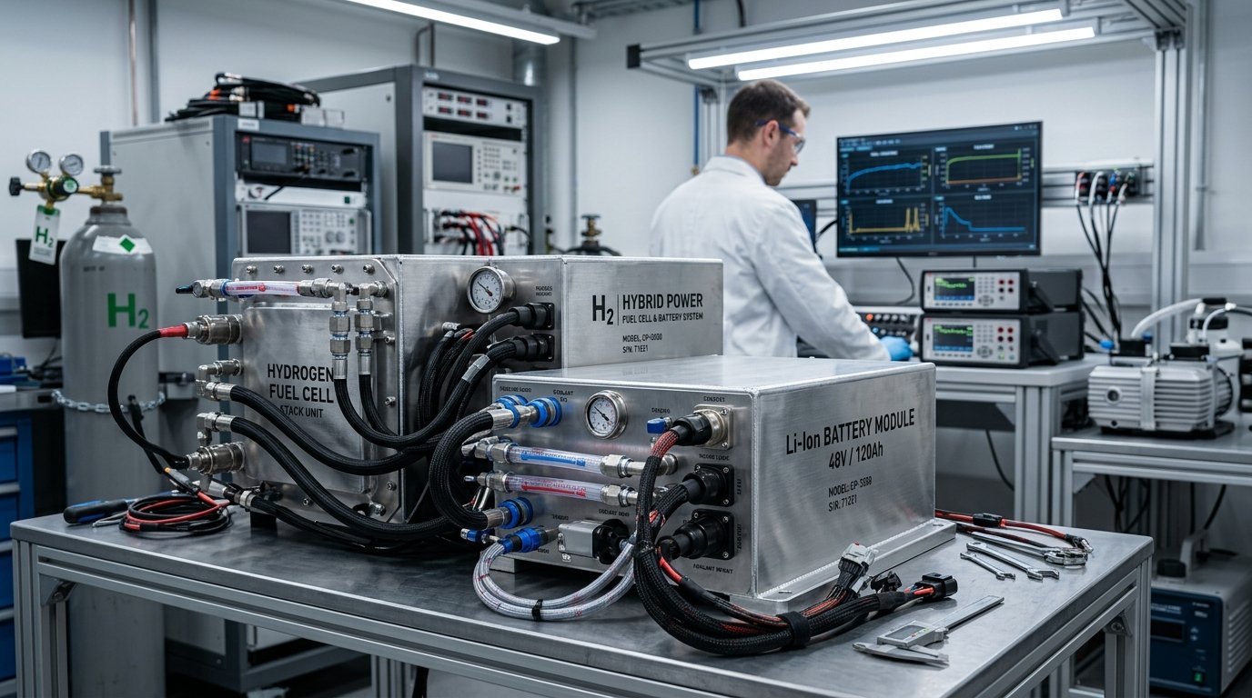 Deep tech clean energy hydrogen fuel cell and battery module laboratory